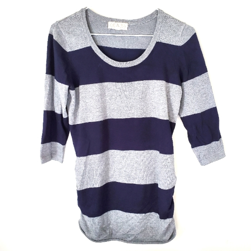 Blue & Gray Striped Maternity Sweater